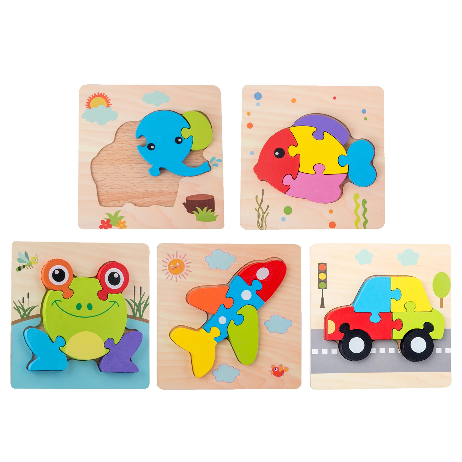 Wooden Animal/Vehicle Jigsaw Puzzles Board for Toddlers Kids Early Education Wooden Animal/Vehicle Jigsaw Puzzles Board for Toddlers Kids Early Education