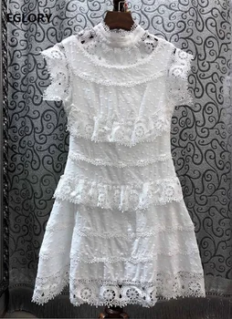 Sweet Cute Dress 2020 Spring Summer Party Ladies Stand Neck Hollow Out Lace Embroidery Short Sleeve Slim Fitted White Dress Mini
Sweet Cute Dress 2020 Spring Summer Party Ladies Stand Neck Hollow Out Lace Embroidery Short Sleeve Slim Fitted White Dress Mini