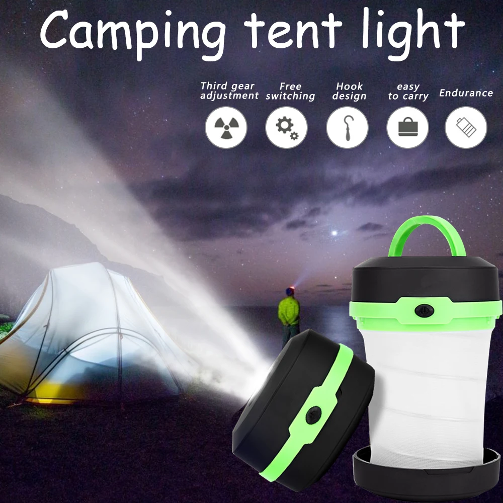 

Portable Camping Light Tent Light Multifunction Retractable Camping Lamp Outdoor Lantern LED Flashlight Pocket Torch AA Battery