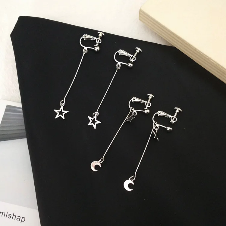 Korean Earrings Silver Color Moon Star Earrings Minimalist Long Chain Dangle Drop Earrings Jewelry pendientes mujer moda 2019
Korean Earrings Silver Color Moon Star Earrings Minimalist Long Chain Dangle Drop Earrings Jewelry pendientes mujer moda 2019