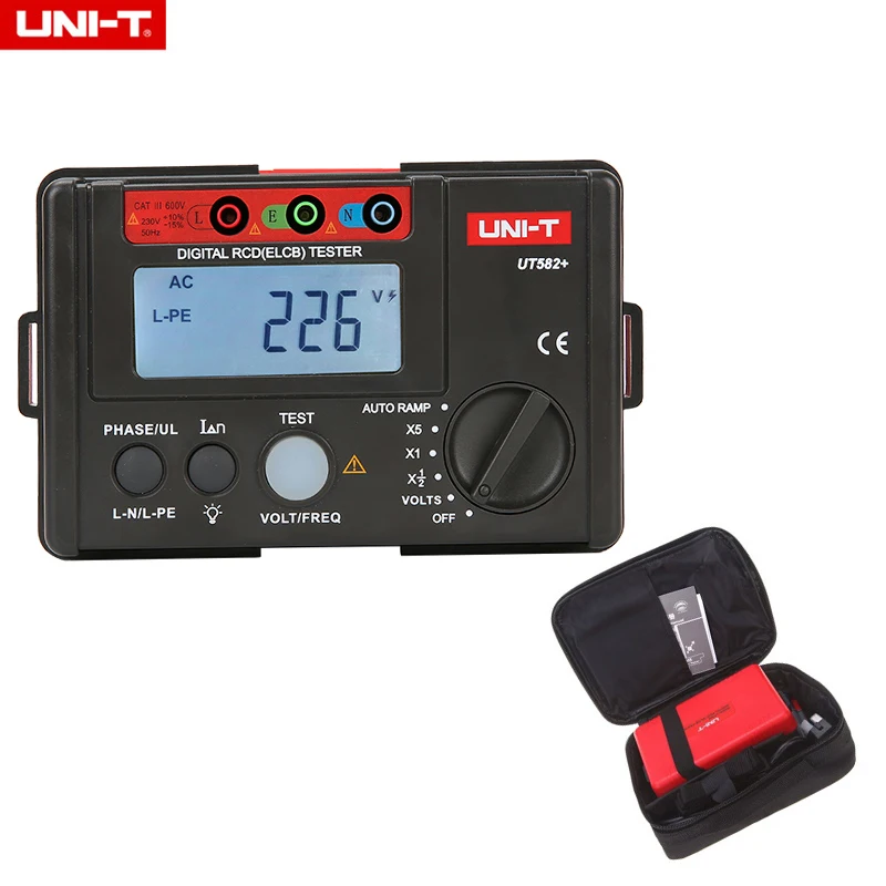 Фото Hight quality UNI-T UT582+ Digital RCD ELCB Tester Phase Switch AUTO RAMP Leakage Breaker Meter Multimeter VS upgrade UT582  | Мультиметры (33003331328)