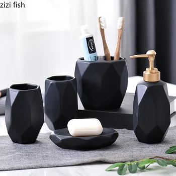 Minimalist Ceramics Bathroom Supplies Fives-piece Suit Lotion Bottle Toothbrush Cup Household Bathroom Kit
Minimalist Ceramics Bathroom Supplies Fives-piece Suit Lotion Bottle Toothbrush Cup Household Bathroom Kit