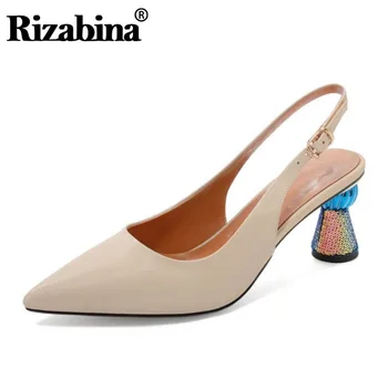 RIZABINA Women Shoes Real Leather Pumps Pointed Toe Buckle Strange Heel Bling Sling Back Solid Color Ladies Footwear Size 34-39
RIZABINA Women Shoes Real Leather Pumps Pointed Toe Buckle Strange Heel Bling Sling Back Solid Color Ladies Footwear Size 34-39