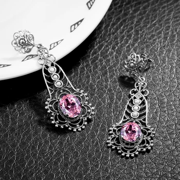 Drop Earring For Women Vintage Flower Silver 925 Earrings Clawed Oval Pink Crystal Elegant Noble Wedding Party Fine Jewelry Hot
Drop Earring For Women Vintage Flower Silver 925 Earrings Clawed Oval Pink Crystal Elegant Noble Wedding Party Fine Jewelry Hot