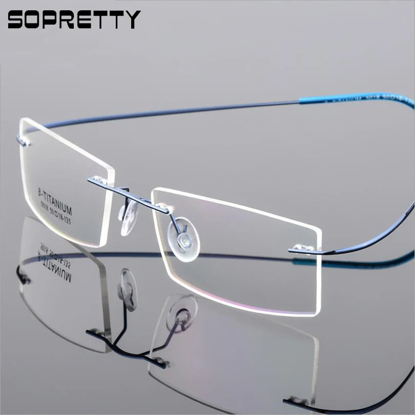 

Square Titanium Alloy Screwless & Frameless Unisex Optical Glasses Frame, Women Men Eyeglasses Glass frames for Myopia F5018