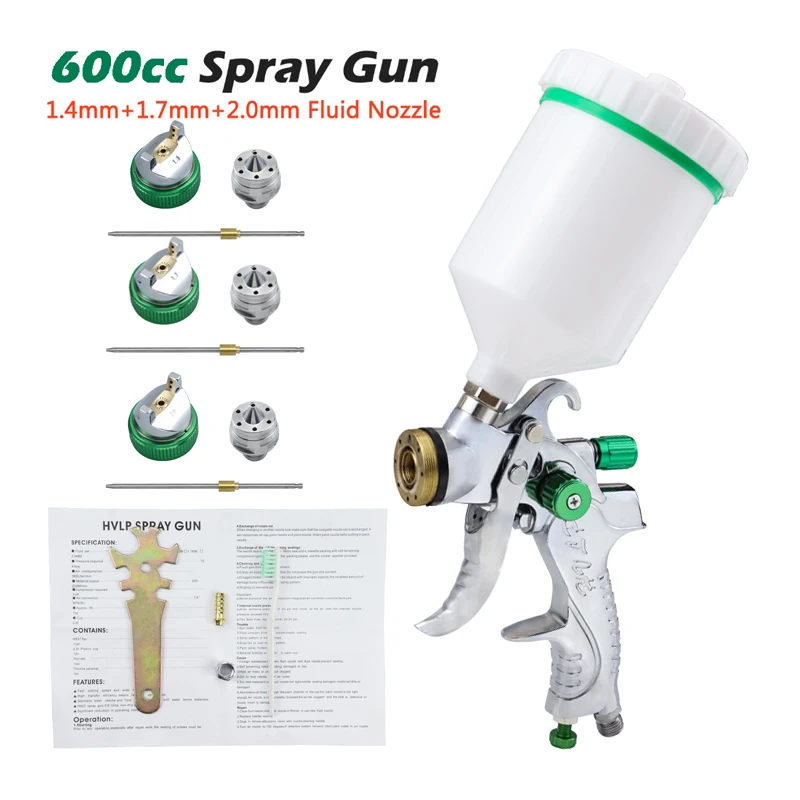 Professional Spray Gun HVLP 600ML 1.4/1.7/2.0mm Nozzle Gravity Pneumatic Paint Spay Gun For Car Auto Repair Tool Painting Kit
Professional Spray Gun HVLP 600ML 1.4/1.7/2.0mm Nozzle Gravity Pneumatic Paint Spay Gun For Car Auto Repair Tool Painting Kit