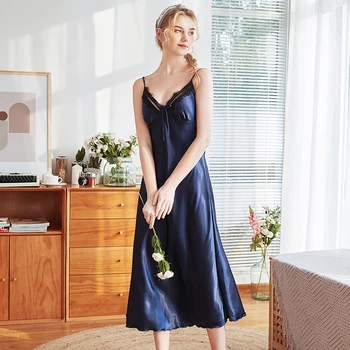 Women Satin Lace Sleepwear Ladies Sexy Lingerie Sleep Dress Sling straps V neck Nightdress Nightgown Sleepshirts Homewear
Women Satin Lace Sleepwear Ladies Sexy Lingerie Sleep Dress Sling straps V neck Nightdress Nightgown Sleepshirts Homewear