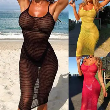 Summer Beach Women Sexy Perspective Bikini Cover Up Sleeveless Bodycon Dress Great as summer bikini cover up dress. 
Summer Beach Women Sexy Perspective Bikini Cover Up Sleeveless Bodycon Dress Great as summer bikini cover up dress.