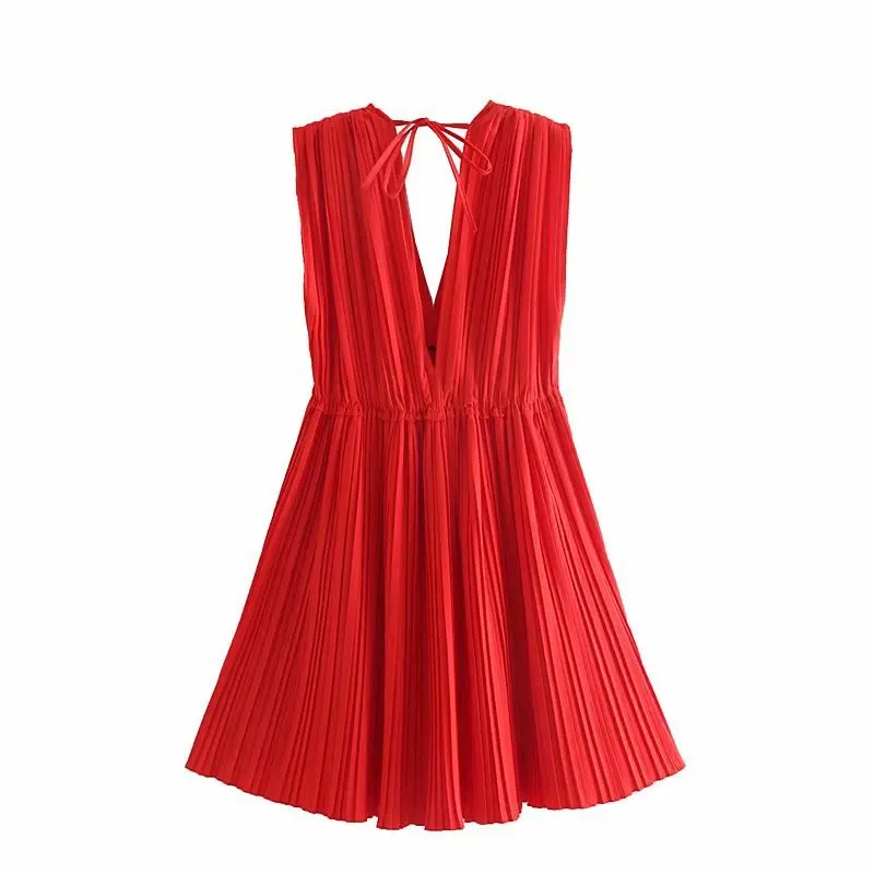 Europe And America WOMEN'S Dress French INS Popular Solid Color Small Pleated Poplin V-neck Lace-up Dress Pleated Short Skirt Sm
Europe And America WOMEN'S Dress French INS Popular Solid Color Small Pleated Poplin V-neck Lace-up Dress Pleated Short Skirt Sm