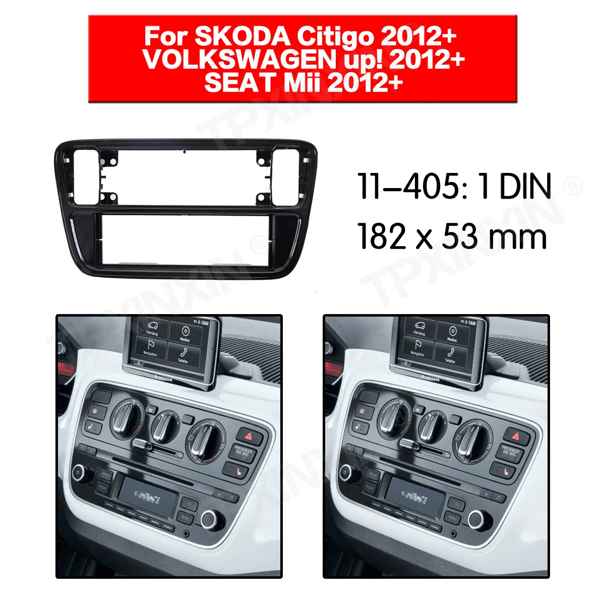 

11-405 Car radio Frame Panel for SKODA Citigo 2012+ Radio Stereo Fascia Panel Frame Adaptor Fitting Kit