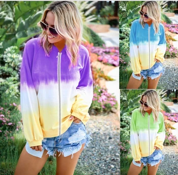 2019 Autumn Women Coat New Fashion Casual Gradient Long Sleeve Coat Jacket Ladies Print Zipper Baseball Coat Outwear
2019 Autumn Women Coat New Fashion Casual Gradient Long Sleeve Coat Jacket Ladies Print Zipper Baseball Coat Outwear