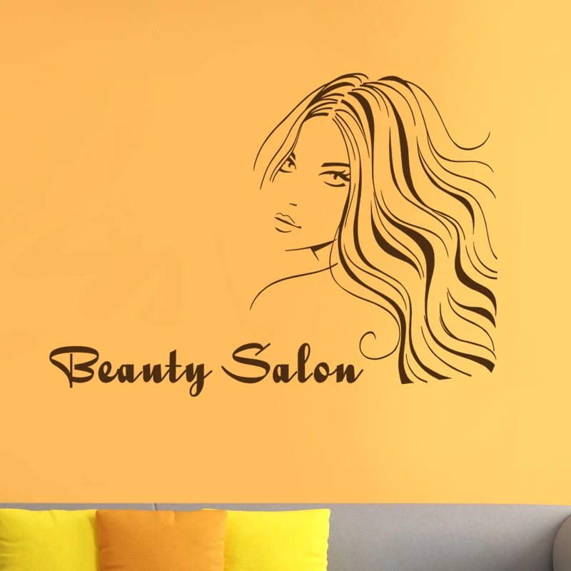 Hair Salon Sticker Beauty Decal Haircut Name Posters Time Hour Vinyl Wall Art Decals Decor Decoration Mural Salon Sticker M0024