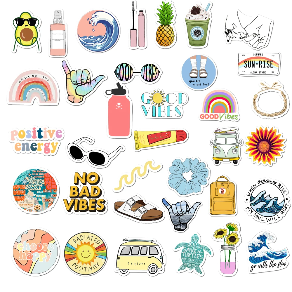 35pcs 100 Vinyl Cute Nature VSCO Girl Stickers for Water Bottles