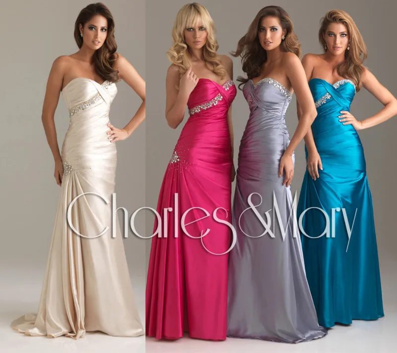 

free shipping 2015 NEW designer hot seller sweetheart Beaded crystal Sa-line satin long Bridesmaid dresses for weddings