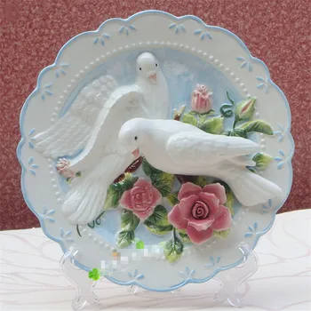 

3D Sunforever Pigeon Decorative Wall Dishes Porcelain Decorative Plates Vintage Home Decor Crafts Room Decoration Figurine M5041