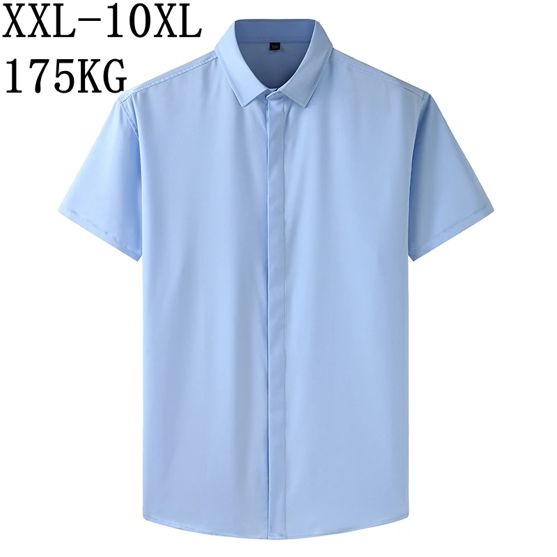 

10XL 8XL 7XL 6XL New Summer Business Formal Shirt Men Short Sleeve Loose Mens Shirts Oversized Casual Office Male Brand Clothes