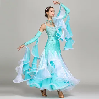Blue Sequins Standard Ballroom Dress Woman Ballroom Dance Competition Dresses Dance Wear Woman Modern Dance Costume Waltz Dress
Blue Sequins Standard Ballroom Dress Woman Ballroom Dance Competition Dresses Dance Wear Woman Modern Dance Costume Waltz Dress