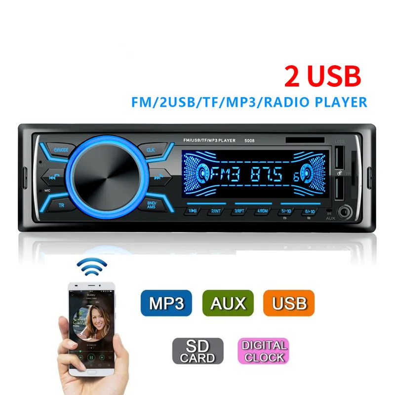 12V Universal Car MP3 Media Player Bluetooth Function Hand-Free FM Radio Aux Audio Input
12V Universal Car MP3 Media Player Bluetooth Function Hand-Free FM Radio Aux Audio Input