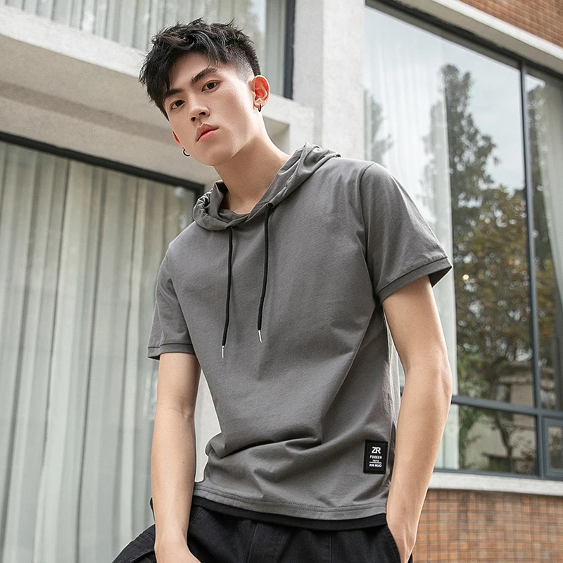 BROWON False Two Short Sleeve T-shirt Men's Hoods Casual Loose Summer New Solid Color Stitching Cotton Top Tee
BROWON False Two Short Sleeve T-shirt Men's Hoods Casual Loose Summer New Solid Color Stitching Cotton Top Tee