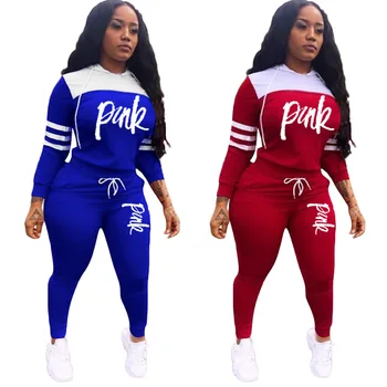 2020 Women Two Piece Set Spring Street t-shirt Tops and Jogger Set Suits Casual 2pcs Outfits Pink Letter Print Tracksuits
2020 Women Two Piece Set Spring Street t-shirt Tops and Jogger Set Suits Casual 2pcs Outfits Pink Letter Print Tracksuits
