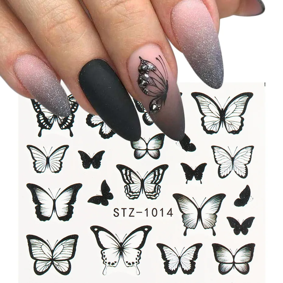 Дизайн Черных Ногтей С Бабочками