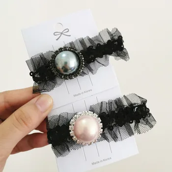 

Shop South Korea Dongdaemun New Style Hair Accessories Pearl Diamond Set Lace Sequin Side Clip Bang Clip Fj860