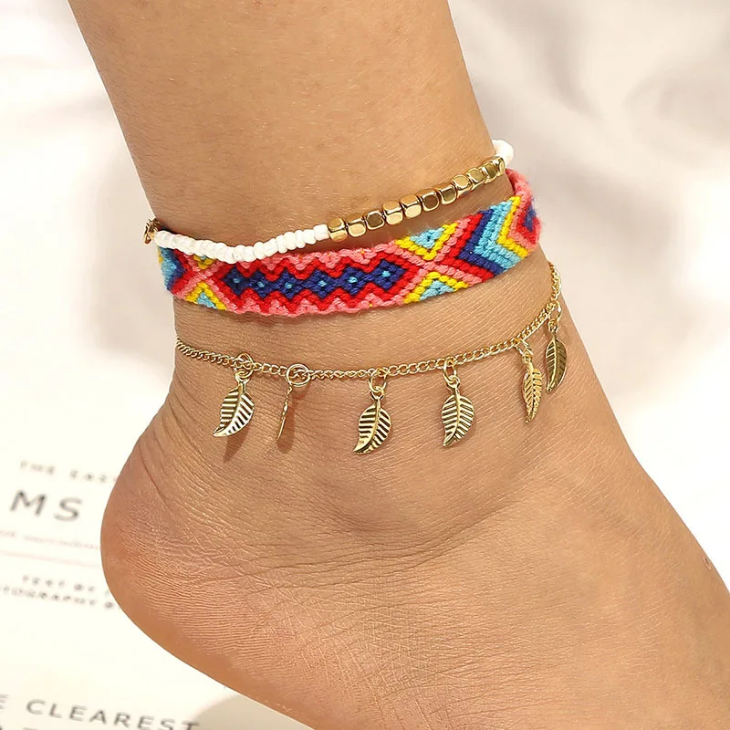 Bohemian leaf woven rice bead set foot chain Bracelets handmade Colorful Anklets body chain accessories
Bohemian leaf woven rice bead set foot chain Bracelets handmade Colorful Anklets body chain accessories