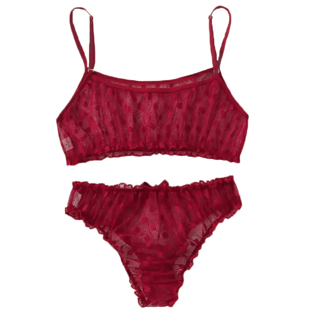 Low Price Loss Sale New Women Sexy Dot Mesh Bra Bowknot Underpants Sleepwear Black Lingerie Set S-XL Dress For Sex Beautiful