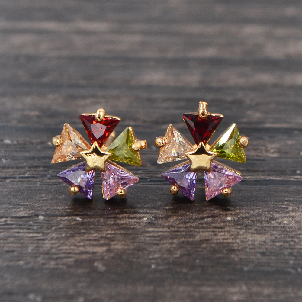 Fashion Women Gold Color Multicolor Zirconia Colorful Star CZ Stud Earrings Jewelry
Fashion Women Gold Color Multicolor Zirconia Colorful Star CZ Stud Earrings Jewelry