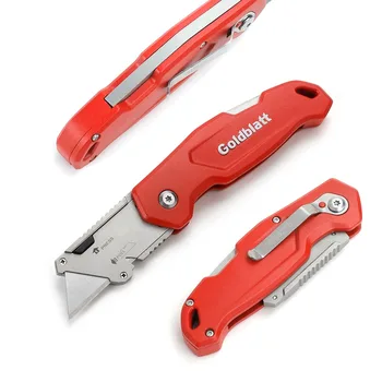 Goldblatt Folding Utility Knife Aluminum Alloy Handle Knife Quick Change Blade Mechanism Pipe Cutter with 10PC Extra Blades
Goldblatt Folding Utility Knife Aluminum Alloy Handle Knife Quick Change Blade Mechanism Pipe Cutter with 10PC Extra Blades
