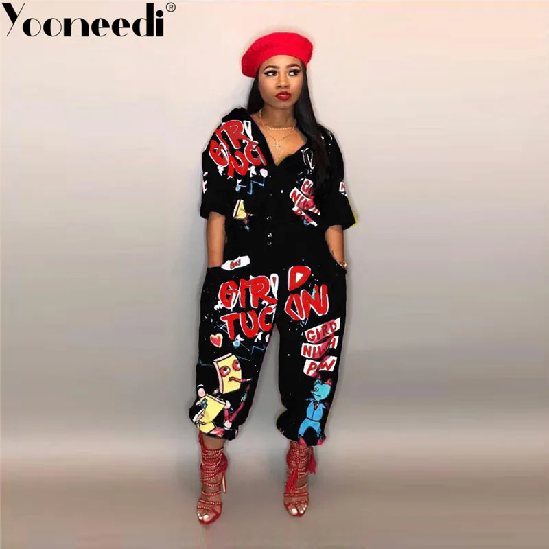 Yooneedi 2019 Summer Design Hip Hop Style Women Jumpsuits 4 Color Print Turn-down Collar Ladies Rompers LSD-8103
Yooneedi 2019 Summer Design Hip Hop Style Women Jumpsuits 4 Color Print Turn-down Collar Ladies Rompers LSD-8103