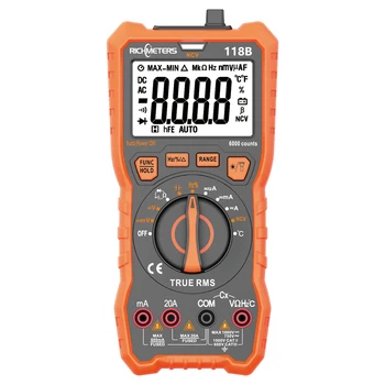 RM118B 20A Digital Multimeter Auto-Ranging 6000 Counts NCV True-RMS 100mF capacitance Magnet AC/DC Voltage Current Temperature
RM118B 20A Digital Multimeter Auto-Ranging 6000 Counts NCV True-RMS 100mF capacitance Magnet AC/DC Voltage Current Temperature