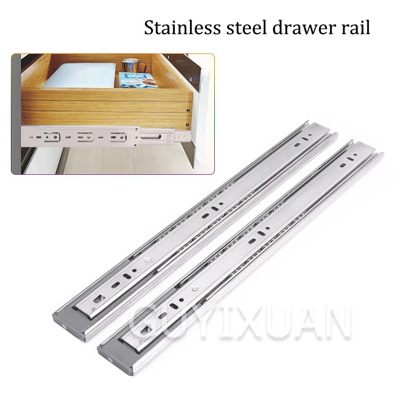 Stainless steel drawer rail Three-section rail thickening buffer damping mute rail Cabinet keyboard tray
Stainless steel drawer rail Three-section rail thickening buffer damping mute rail Cabinet keyboard tray