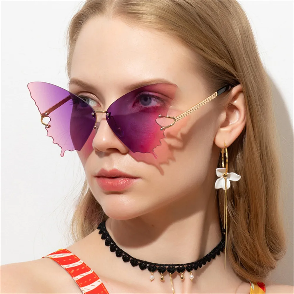 Oversized Frame Gradient Butterfly Rimless Sunglasses Steampunk Eyeglasses Vintage Eyewear UV400 Motorcycle Sunglasses
Oversized Frame Gradient Butterfly Rimless Sunglasses Steampunk Eyeglasses Vintage Eyewear UV400 Motorcycle Sunglasses