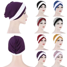 Western Style Forehead Double Cross Hat Stylish Comfortable Muslim Pullover Hat Simplicity Decorative Two-color Turban Cap Western Style Forehead Double Cross Hat Stylish Comfortable Muslim Pullover Hat Simplicity Decorative Two-color Turban Cap