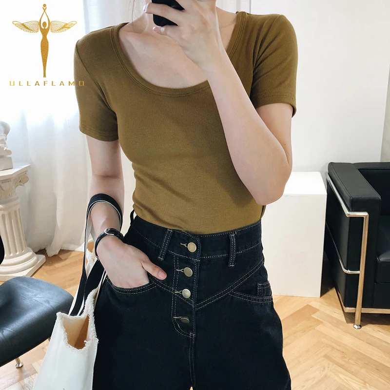 Knitting Female T Shirt Short Sleeve Solid Tops Casual Elasticity Breathable Bodycon T Shirt Korean Slim Tee Women Clothing
Knitting Female T Shirt Short Sleeve Solid Tops Casual Elasticity Breathable Bodycon T Shirt Korean Slim Tee Women Clothing