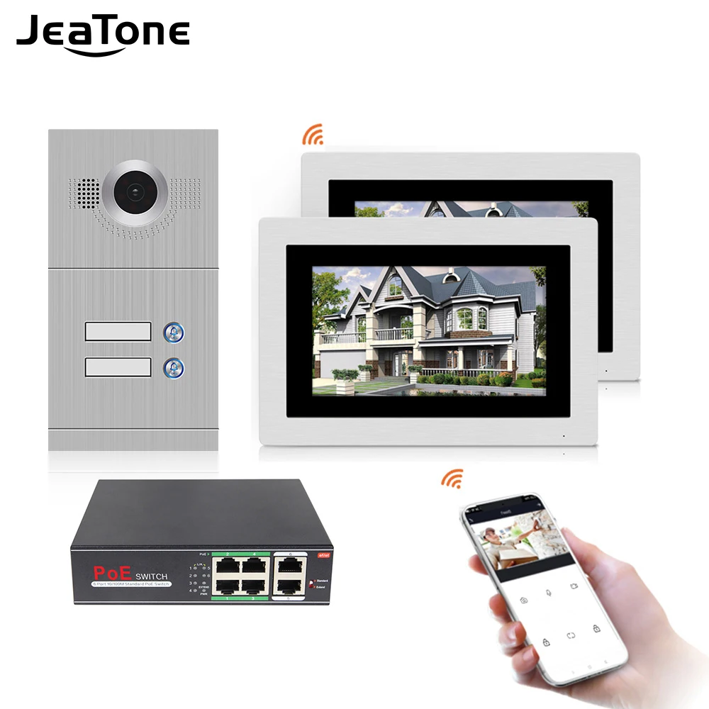 

WIFI IP Video Door Phone Intercom System Video Doorbell 7'' Touch Screen for 2 Floors Apartment/8 Zone Alarm Support Smart Phone
