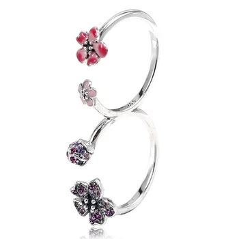 Authentic 925 Sterling Silver Ring Two in One Pink Enamel Peach Blossom With Crystal Rings For Women Gift Fine Jewelry
Authentic 925 Sterling Silver Ring Two in One Pink Enamel Peach Blossom With Crystal Rings For Women Gift Fine Jewelry