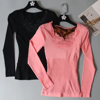 Women 2021 Autumn Winter Velvet Thick Thermal Lace Shirt Top Female Warm Intimate Underwear Lingerie Seamless Shape Clothes A398
Women 2021 Autumn Winter Velvet Thick Thermal Lace Shirt Top Female Warm Intimate Underwear Lingerie Seamless Shape Clothes A398