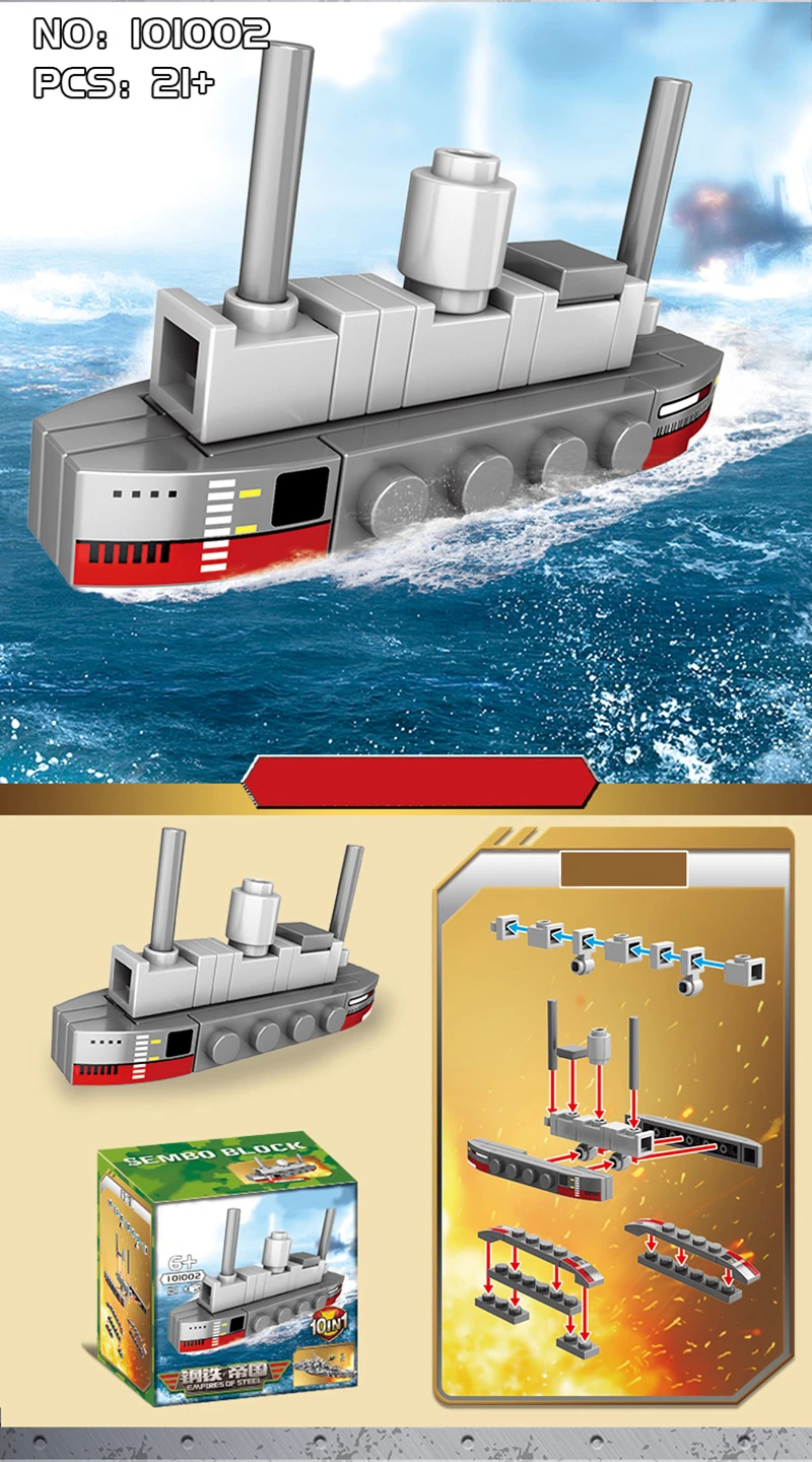 240PCS 10 IN 1 LegoINGlys Building Blocks Compatible With Toys 2020 Brick Block Military Warship Aircraft Tank Figures For Boy (6)