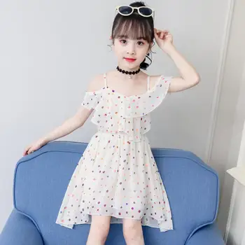 Girls' dresses new summer chiffon children's clothing dots sleeveless sling 3-12 kids clothes
Girls' dresses new summer chiffon children's clothing dots sleeveless sling 3-12 kids clothes
