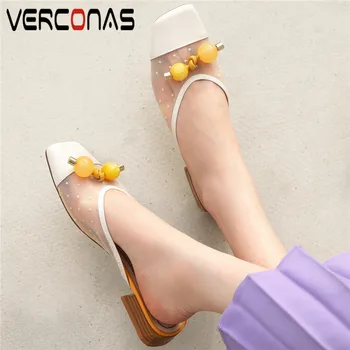 VERCONAS Women Genuine Leather Thick Heel Slippers Sandals Square Toe Casual Shoes High Quality Thick Heels Popular Shoes Woman 
VERCONAS Women Genuine Leather Thick Heel Slippers Sandals Square Toe Casual Shoes High Quality Thick Heels Popular Shoes Woman