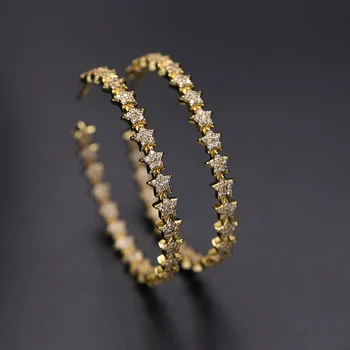 Gold Color Stars Big Round Hoop Earrings Pave Cubic Zirconia stone boho Circle Crystal Earing Fashion Jewelry women accessories
Gold Color Stars Big Round Hoop Earrings Pave Cubic Zirconia stone boho Circle Crystal Earing Fashion Jewelry women accessories