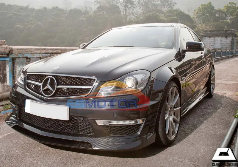 Real carbon fiber Rev Front Lip spoiler For Mercedes Benz W204 C63 AMG 11-13 3