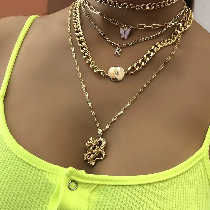 5 Pcs/Set Bohemian Vintage Gold Necklace Set Fashion Multilayer Dragon Butterfly Crystal Letter Necklace for Women Jewelry Gifts
5 Pcs/Set Bohemian Vintage Gold Necklace Set Fashion Multilayer Dragon Butterfly Crystal Letter Necklace for Women Jewelry Gifts