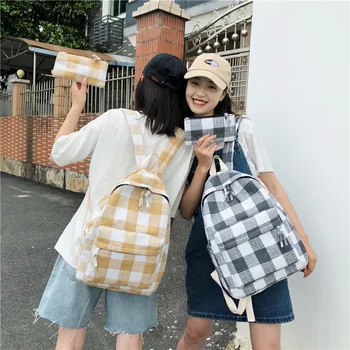 Backpacks Women Canvas Plaid Unisex Couples Simple All-match Casual Large Capacity Travel Backpack Ulzzang Chic Fashion Bags New
Backpacks Women Canvas Plaid Unisex Couples Simple All-match Casual Large Capacity Travel Backpack Ulzzang Chic Fashion Bags New