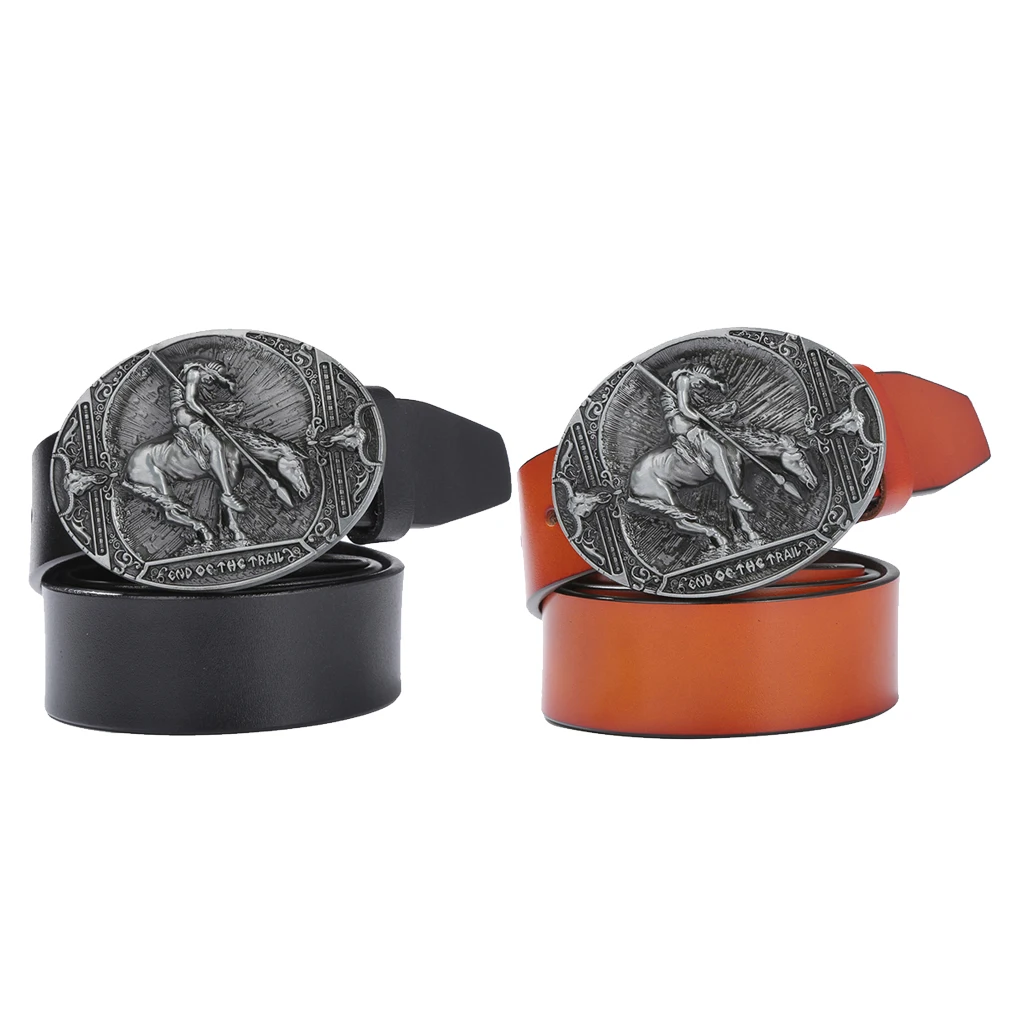 Rodeo Knight Oval Buckle Leather Belt Native Buckle Jeans Pants Accessories Rodeo Knight Oval Buckle Leather Belt Native Buckle Jeans Pants Accessories