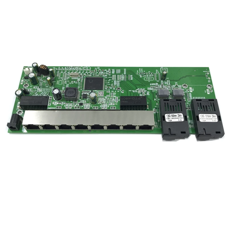 Reverse PoE 10/100/1000M Gigabit Ethernet switch Fiber Optical Single Mode 8 RJ45 and 2 SC fiber Motherboard1.25G 20KM
Reverse PoE 10/100/1000M Gigabit Ethernet switch Fiber Optical Single Mode 8 RJ45 and 2 SC fiber Motherboard1.25G 20KM