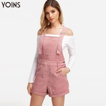 

YOINS Girls Fashion Playsuit Sleeveless Side Pockets Adjustable Shoulder Strap Female 2020 Summer Autumn Bodysuit Regular Cute