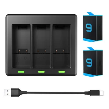 Battery Charger For go pro hero 9 USB Charger Smart Charger Dock Indicator Light 3 Slots 1750mAh With Cable Camera Accessories
Battery Charger For go pro hero 9 USB Charger Smart Charger Dock Indicator Light 3 Slots 1750mAh With Cable Camera Accessories